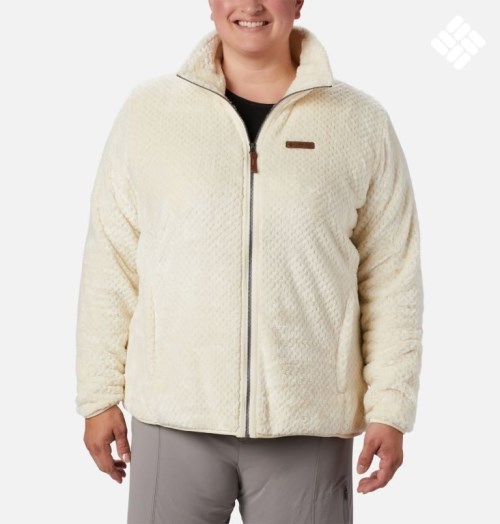 Columbia Fireside II Plush Full Zip Fleecejakker Dame Pisket Krem | Plus Size 69315U